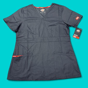 Dickies Scrubs 86806 Pewter V-Neck Scrub Top Dickies EDS Signature Small NEW
